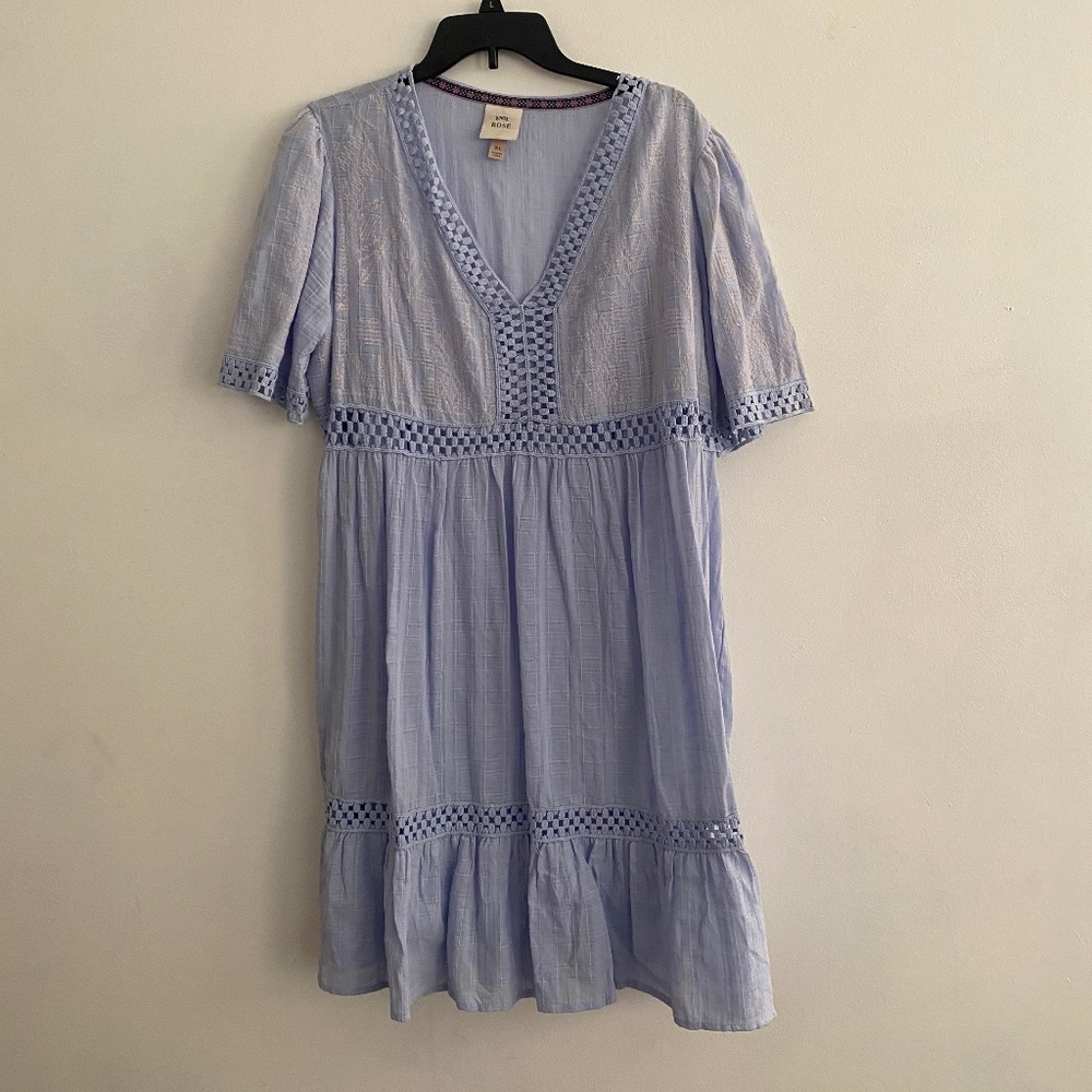 Knox Rose Light Lavender Eyelet-Trim Mini Dress